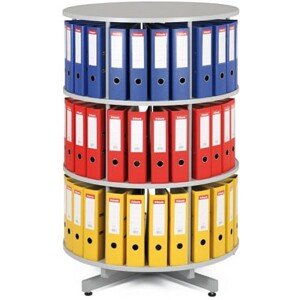 KOVO PRAKTIK Archivační otočná skříň třípatrová, karusel, barva šedá