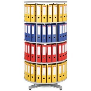 KOVO PRAKTIK Archivační otočná skříň čtyřpatrová, karusel, barva šedá
