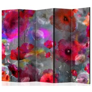 Murando DeLuxe Paraván malované máky 5ti dílný