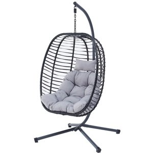 AUTRONIC závěsné křeslo AZ-V1289 GREY šedé, polyratan