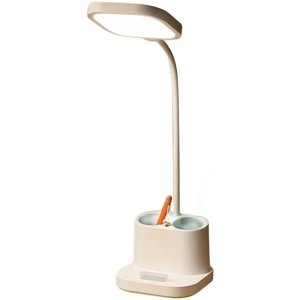 PALA Platinet stolní LED lampa 5W, integrovaná baterie 2400mAh, USB port, bílá