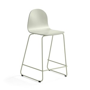 Barová židle Gander, výška sedáku 630 mm, lakovaná skořepina, zelenošedá