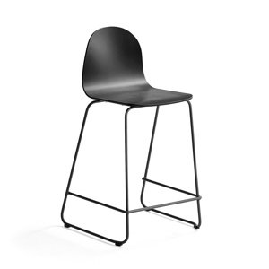 Barová židle Gander, výška sedáku 630 mm, lakovaná skořepina, černá