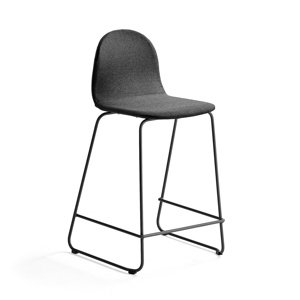 Barová židle Gander, výška sedáku 630 mm, polstrovaná, šedá