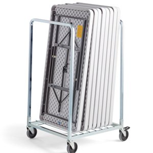 Set: 8x skládací stůl 1220x610 mm, šedý + vozík na stoly