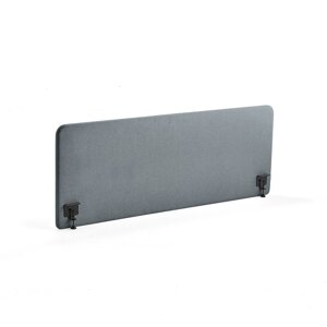 Stolový paraván ZONE, černé svorky, 1800X650x36 mm, potah Rivet, modrošedá