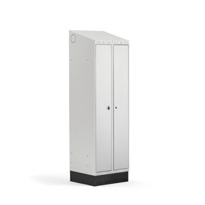 Šatní skříňka Classic Combo, 1 sekce - 2 boxy, 2050x600x550mm, sokl, šedé dveře