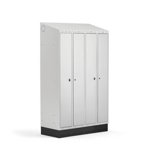 Šatní skříňka Classic Combo, 2 sekce - 4 boxy, 2050x1200x550mm, sokl, šedé dveře