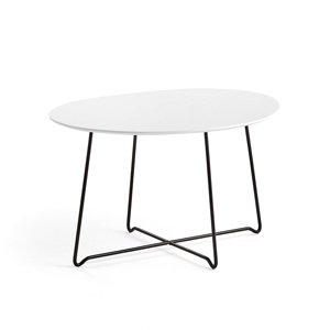 Konferenční stolek IRIS, oválný, 870x670 mm, černá, bílá deska