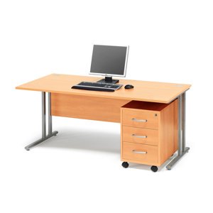 Kancelářská sestava Flexus: stůl 1600x800 mm + 3zás. kontejner, buk
