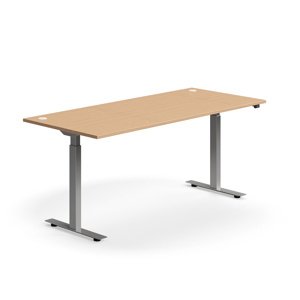 Výškově nastavitelný stůl FLEXUS, 1800x800 mm, stříbrná podnož, buk