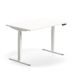 Výškově nastavitelný stůl QBUS, 1200x800 mm, bílá podnož, bílá