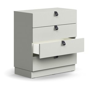 Skříňka se zásuvkami QBUS, 4 zásuvky, sokl, úchytky, 868x800x400 mm, světle šedá