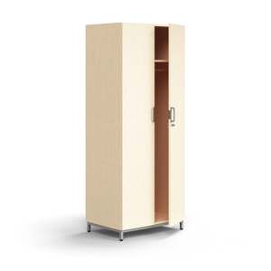 Šatní skříň QBUS, uzamykatelná, šatní tyč, nohy, 2020x800x570 mm, stříbrná, bříza