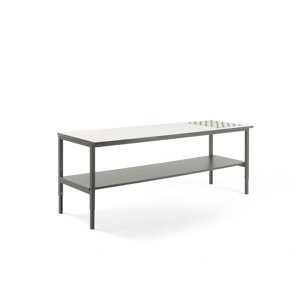Pracovní stůl CARGO, s kuličkami a spodní policí, 2000x750 mm, bílá deska, šedý