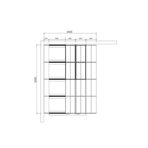 Posuvné regály - sestava, cca 17 m?, 159 m polic, 3400x5000 mm