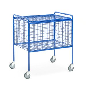 Drátěný vozík s víkem, modrý