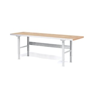 Dílenský stůl SOLID, 2500x800 mm, nosnost 750 kg, dubový povrch