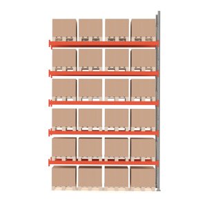 Paletový regál Ultimate, přídavný, 24 palet, 500 kg/paleta, výška 6000 mm
