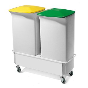 Set: 2x koš na tříděný odpad, 40 l + vozík