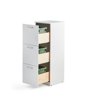 Skříňka na tříděný odpad Fahrenheit, 3 zásuvky, 3x 21l plastová nádoba, bílá