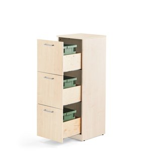 Skříňka na tříděný odpad Fahrenheit, 3 zásuvky, 3x 21l plastová nádoba, bříza