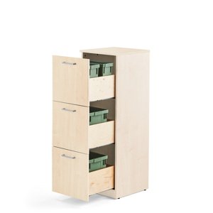 Skříňka na tříděný odpad Fahrenheit, 3 zásuvky, 2x 21l + 2x 10l plastová nádoba, bříza