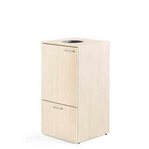Skříňka na tříděný odpad Fahrenheit, 1 zásuvka, 1x 90l a 2x 25l plastová nádoba, bříza
