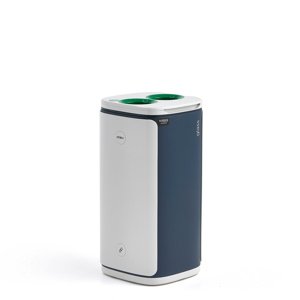 Koš na tříděný odpad NORTON, sklo, 60 l, šedá/modrá, zelené víko