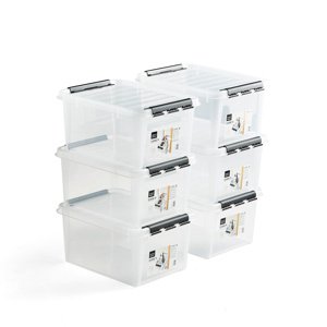 Plastový box s víkem, 32 litrů, 500x390x260 mm, průhledný, bal. 6 ks