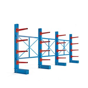 Konzolový regál Expand, jednostranný, 4 stojany, 16x 600mm rameno, 8000 kg