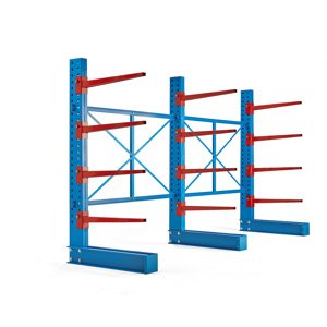 Konzolový regál Expand, jednostranný, 3 stojany, 12x 1000mm rameno, 3300 kg