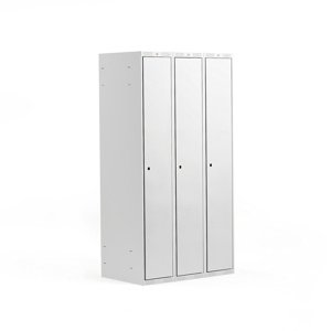 Šatní skříňka Classic, 3 sekce, 1740x900x550 mm, šedá, šedé dveře
