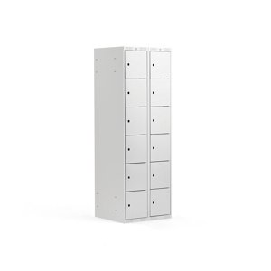Šatní skříňka, 2 sekce, 12 boxů, 1740x600x550 mm, šedá/šedá