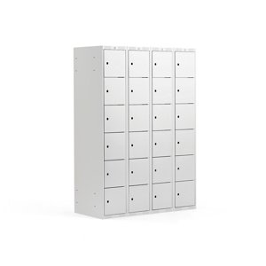 Šatní skříňka, 4 sekce, 24 boxů, 1970x1200x550 mm, šedá/šedá