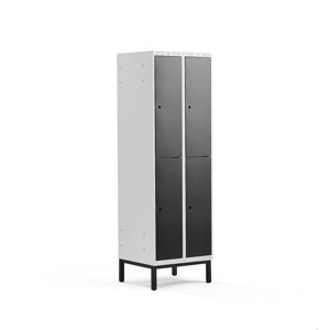Šatní skříňka Classic, s nohami, 2 sekce, 4 boxy, 1940x600x550mm, černé dveře