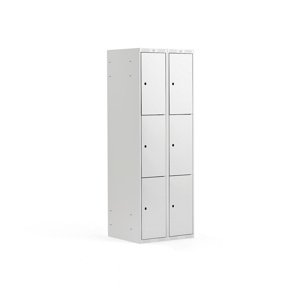 Šatní skříňka, 2 sekce, 6 boxů, 1740x600x550 mm, šedá/šedá