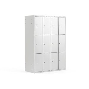 Šatní skříňka, 4 sekce, 12 boxů, 1740x1200x550 mm, šedá/šedá