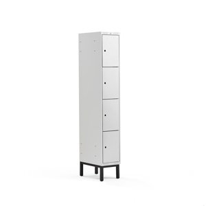 Šatní skříňka Classic, s nohami, 1 sekce, 4 boxy, 1940x300x550mm, šedé dveře