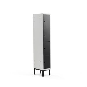 Šatní skříňka Classic, s nohami, 1 sekce, 4 boxy, 1940x300x550mm, černé dveře