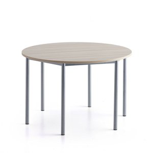 Stůl BORÅS PLUS, Ø1200x760 mm, stříbrné nohy, HPL deska, jasan