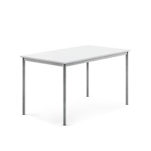 Stůl BORÅS, 1400x800x760 mm, stříbrné nohy, HPL deska, bílá