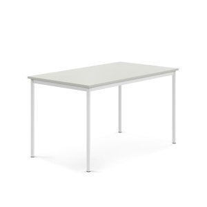 Stůl BORÅS, 1400x800x760 mm, bílé nohy, HPL deska, šedá