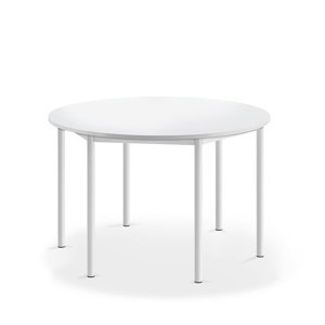 Stůl BORÅS, Ø1200x720 mm, bílé nohy, HPL deska, bílá