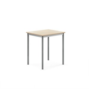 Stůl SONITUS, 700x600x760 mm, stříbrné nohy, HPL deska tlumící hluk, bříza
