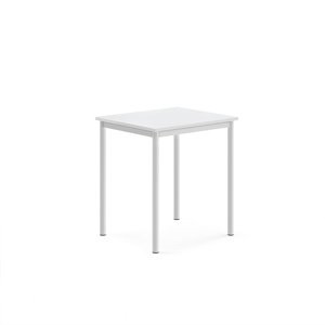 Stůl SONITUS, 700x600x760 mm, bílé nohy, HPL deska tlumící hluk, bílá