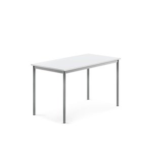 Stůl SONITUS, 1200x700x720 mm, stříbrné nohy, HPL deska tlumící hluk, bílá