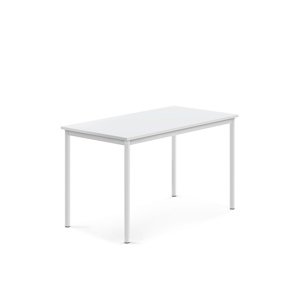 Stůl SONITUS, 1200x700x720 mm, bílé nohy, HPL deska tlumící hluk, bílá