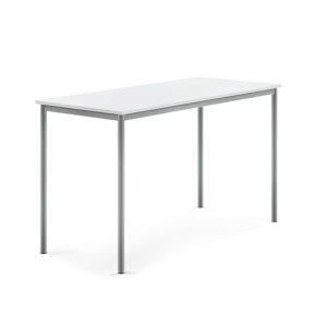 Stůl BORÅS, 1600x700x900 mm, stříbrné nohy, HPL deska, bílá