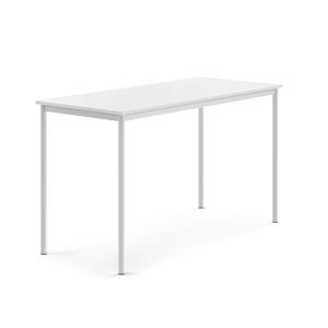Stůl BORÅS, 1600x700x900 mm, bílé nohy, HPL deska, bílá